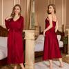 Pijama de Tirantes para Mujer Wenhua Transfronterizo Primavera y Verano Vestido Holgado de Tirantes Bata Ropa de Casa Moda Conjunto de Camisón Largo Wp22108