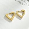 Pendientes sencillos transfronterizos en forma de corazón, estilo europeo y americano, con forma de corazón geométrico, de acero inoxidable, con diseño de nicho y hebilla hueca para mujer