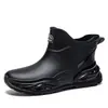 Botas de chuva curtas populares da moda transfronteiriça para homens, antiderrapantes, sapatos de borracha espessados, galochas, pesca na praia, resistentes ao desgaste, sapatos aquáticos leves