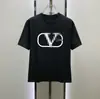 100% algodão, com estampa de letras Vano transfronteiriça, modelagem solta, gola redonda, manga curta, unissex, estilo verão, por Warren Tian N
