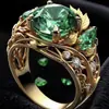 Anillo Nuevo Producto Transfronterizo Europeo y Americano Súper Moderno, Diseño Floral Creativo, Sensación de Alta Gama, Anillo de Diamante Esmeralda para Mujer, Joyería Más Vendida en Temu