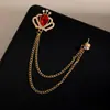 Moda Europeia e Americana Coroa Corrente Masculina Broche Acessório de Terno Personalidade Casaco de Noite Franja Emblema Atacado