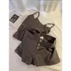 Conjunto fofo de camisola e shorts com cachorrinho dachshund e bojos, pijama justo de seda gelada canelado, nova roupa de casa de verão