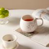 Taza de Cerámica Miyamori de Alto Valor para Oficina con Separación de Té y Agua, Tapa y Revestimiento Interior para Infusionar Té, Orquídeas Pintadas a Mano