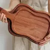 Bandeja de Madera para Exteriores para Té Helado y Snacks, Bandeja de Madera de Ébano, Bandeja de Frutas, Bandeja de Snacks con Alto Valor Estético