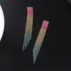 Brincos Longos de Strass Nova Moda Transfronteiriços com Borla Colorida Estilo de Rua Elegante Joia de Orelha Feminina Multicor Opcional E704