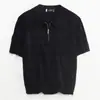 Camisa Polo Tejido Camiseta de Manga Corta para Hombre Cuello Polo Media Cremallera Rayas Estilo Old Money Verano Fábrica Transfronteriza Venta al por Mayor