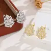 Pendientes de Zirconia con Forma de Hoja de Lujo para Mujer, Pendientes de Hoja Completamente Diamantados de Alta Gama, Elegantes y Versátiles para Banquetes