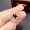 Anillo de Zafiro Natural Transfronterizo de Amazon Plata S925 Piedra Principal 5*6 Joyería de Lujo Venta Directa de Fábrica