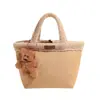 Bolsa de Inverno Feminina Feita Sob Medida de Fábrica para o Trabalho, Bolsa Estilo Cesta de Camurça com Lã de Cordeiro, Grande Capacidade, Bolsa de Mão Fofa
