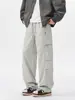 Ropa de Hombre Feng She / Primavera y Otoño Nuevo Retro Americano Pantalones de Trabajo de Hoja Curva para Hombre Modernos Holgados Pierna Recta Pierna Ancha Pantalones Casuales
