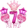 Set de Globos Digitales de Corona Transfronterizos en Varias Formas para Decoración Temática de Fiesta de Primer Cumpleaños Infantil Globos de Papel de Aluminio