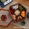 Caja Sencilla de Madera Maciza Estilo Chino para Dulces y Frutas Secas Color Quemado Vintage Almacenamiento de Snacks Semillas de Melón Plato de Fruta para Escritorio de Sala de Estar