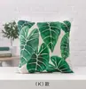 Funda de almohada de hoja verde tropical pintada a mano lino decoración del hogar nórdico funda de cojín para sofá funda de almohada al por mayor transfronterizo