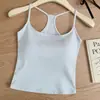 Top regata íntimo sexy e quente com costas nadador, camisola confortável e atraente com bojos, top de outer wear justo para mulheres