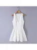 Marca Z Popular en Aliexpress para Mujer Encaje Francés Europeo Cuello en V Moda Cintura Ceñida Vestido Transfronterizo Blanco Za