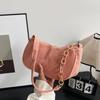 Bolsa de Tela Artística Estilo Coreano Simple Casual Rayada Terciopelo Hombro Bolso de Mujer Mini Crossbody Color Sólido Bolsa de Lona Portátil