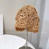 Sombrero de Punto con Calados de Margarita Hecho a Mano Estilo Étnico para Mujer, Sombrero de Lana Transpirable para Verano, Turbante Artístico de Papel Washi Importado