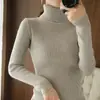 Nuevo Suéter de Cachemira Otoño Suéter de Cuello Alto para Mujer Suéter Base de Punto Delgado Acanalado Grueso para Mujer