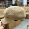 Sombrero Octagonal Estilo Nuevo para Mujer en Primavera, Otoño e Invierno, Gorra de Boina de Moda, Gris Negro Casual