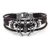 Amazon WISH fornece moda europeia e americana Pulseira masculina retro Liga metálica Aranha rebite pulseira de couro trançado atacado