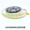 Lámpara COB con 12V 24V 8MM 320 lámparas 480 lámparas 90 alto brillo uniforme sin área oscura parche tira de luz suave