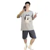 Transmisión en Vivo Transfronteriza Pijama de Shorts Estampados de Manga Corta para Hombre Verano Jersey Casual Estilo Japonés Ropa para el Hogar que se Puede Usar Afuera para Hombre Verano