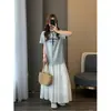 Falda Larga Zedaijiayi Estilo Coreano Primavera Verano Nueva 63 Mezcla de Lyocell Texturizada Cintura Elástica para Mujer