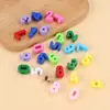 Cuentas de números acrílicas de agujero grande, cuentas hechas a mano de dopamina macarrón, colgantes para bolsas DIY, cuentas sueltas de agujero recto