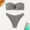 Bikini Nuevo Transfronterizo Europeo y Americano Sexy Dividido Rayado Estampado Traje de Baño Tubo Hueco Estampado de Cebra Traje de Baño de Comercio Exterior