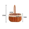 Cesta de Frutas para Picnic de Primavera, Cesta Tejida de Mano, Cesta de Almacenamiento para Decoración del Hogar, Cesta Pequeña para Arreglos Florales, Cesta de Mano para Arreglos Florales