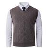2025 Exportación Otoño e Invierno Nueva Tendencia de Moda para Hombre Cuello en V Jacquard Sin Mangas Juventud Casual Terciopelo Chaleco Chaleco