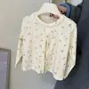 Conjunto de Cardigan Floral com Suspensório para Meninas, Roupa da Moda para Primavera e Outono, Conjunto de Duas Peças com Colete Doce para Bebê Menina, Menina Fofa