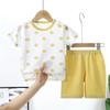 Traje Corto de Algodón Delgado de Rayas Verticales de Manga Corta para Niños de Verano Ropa de Casa Pijamas para Niños y Niñas Ropa para Aire Acondicionado