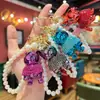 Moda de Alta Gama Arcilla Pedrería Bulldog Francés Cadena de Perlas Llavero Cadena Creativa de Pata Chapado Perro Pequeño Colgante para Coche