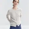 Kang Sai Ni Otoño/Invierno Nuevo%Cárdigan de Punto Cachemir Bolsillo Cosido a Mano Moda Commute Cuello Redondo Chaqueta para Mujer