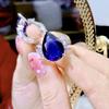 Novo Anel Simples de Personalidade com Pedra Grande em Forma de Gota de Água com Pó de Diamante para Mulheres, Moda, Design de Nicho, Anel Tesouro Colorido ao Vivo