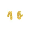 Pendientes Metálicos Plegados Curvos Retro Únicos Estilo Europeo y Americano con Diseño Exquisito, Pendientes de Alta Gama con Agujas de Plata S925