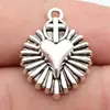 24x18mm 1.9g Pingente Cruz Gótica Coração Prata Antiga Charme Liga de Zinco DIY Item Quente Transfronteiriço