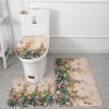 Nuevo Tapete para Inodoro con Estampado de Animales y Flores de Dibujos Animados 3D Tapete para Baño del Hogar Alfombra para Piso Juego de Tres Piezas