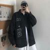Camisa de verano para hombre, fina, estilo neutro, de manga larga, estilo Hong Kong, estilo japonés, moderna, con estampado de letras, chaqueta