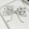 Diadema DIY de Organza Estampada de Mariposa para Niña con Borlas Overlockadas y Moño de Perlas, Accesorios para Bolsas de Muñecas y Ropa