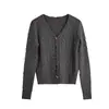 21/9 Novedades de OtoñoSuéter Cardigan de Punto Trenzado Fresco de Otoño Reductor de Edad de Manga Larga con Cuello en V para Mujer F1300