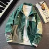 Chaqueta de Mezclilla para Hombre, Marca de Tendencia para Primavera y Otoño, Chaqueta Holgada Casual de Retazos Vintage Americano