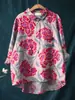 Camisa de Manga Larga Estilo Europeo Cárdigan de 5 Botones Camisa Estilo Hawaiano Top para Mujer Moda Tendencia Personalizable