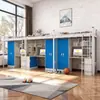 Cama de Hierro Forjado, Escritorio y Armario Combinados Yifanmei para Residencias Universitarias, Dormitorios de Estudiantes y Personal, con Escaleras Seguras para Entrar y Salir