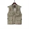 Chaleco Casual con Cuello en V y Múltiples Bolsillos, Chaleco de Malla para Fotografía, Uniforme de Voluntario para Hombre al por Mayor