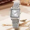Transfronterizo Nuevo Comercio Exterior Reloj de Mujer Estilo Femenino Incrustado de Diamantes Correa de Acero Moda Coreana Estudiante Nicho Esfera Cuadrada Explosiones