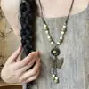 Collar de Borla con Cuentas de Mariposa Bohemio para Mujer, Cadena de Suéter Estilo Vacaciones de Verano, Accesorio para el Cuello Estilo Étnico Retro