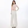 Jeans de Pierna Ancha Color Caqui para Mujer 2026 Otoño Nuevo Estilo Perezoso Holgado Adelgazante Pantalones Rectos de Cintura Alta Americanos